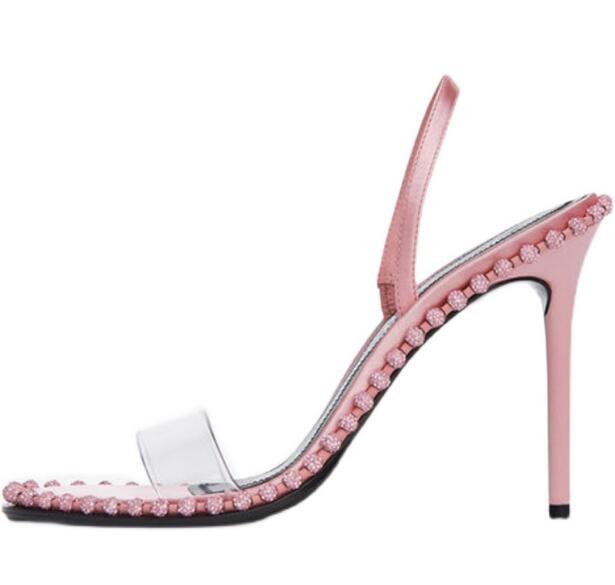 Clear Strap Heel - 여름 소녀 핑크 블랙 화이트 클리어