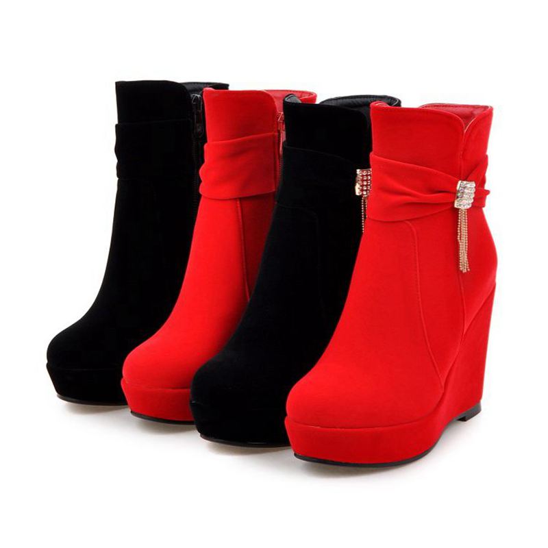 Women'S Shoes Extended Sizes - ORCHALISA 글램 레드 여성용 발목 신발