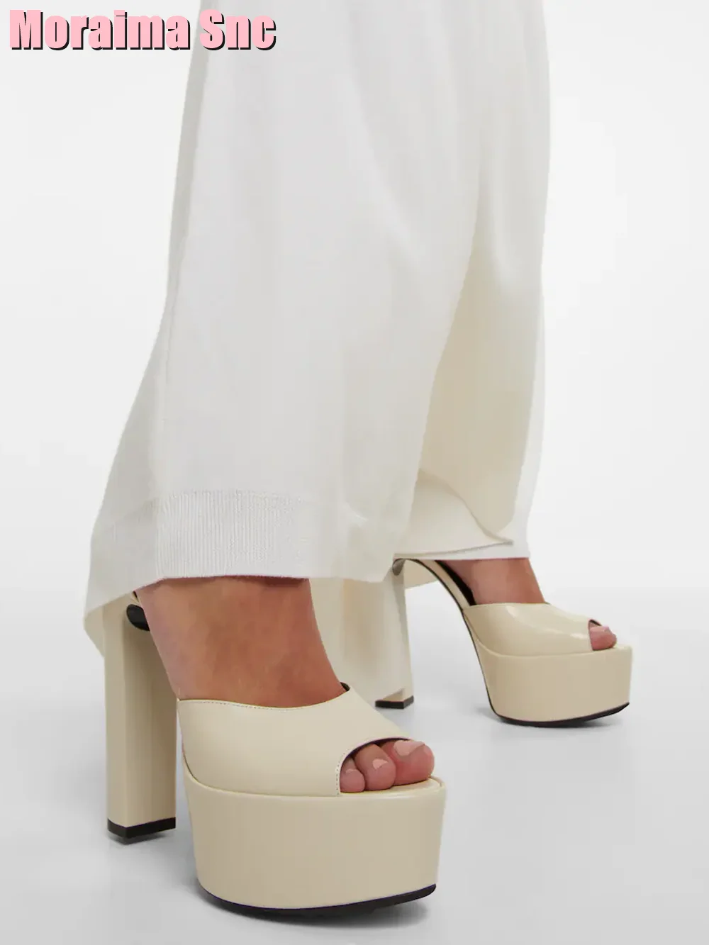 Block Heel Ankle Boots - 핍 토 플랫폼 특허 가죽 샌들