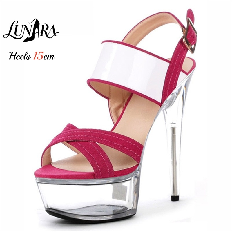 Clear Strap Heel - 15cm/6인치 투명 플랫폼 스틸레토 샌들 핑크