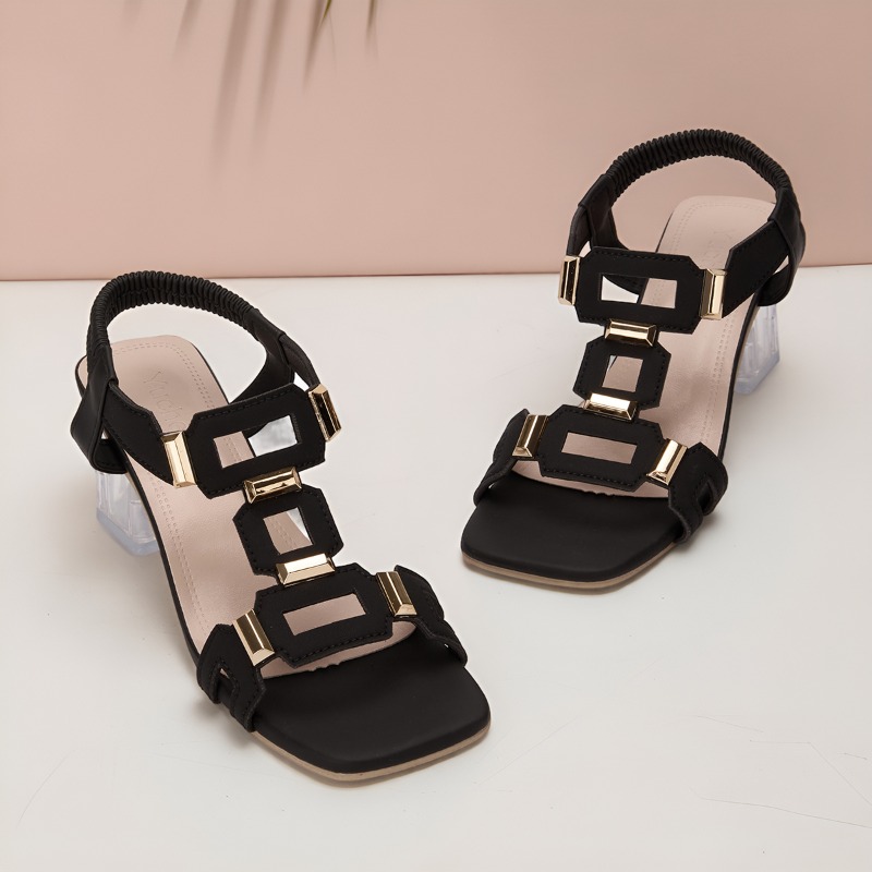 Clear Strap Heel - 패션 플러스 사이즈 심플 엘레강스 블록