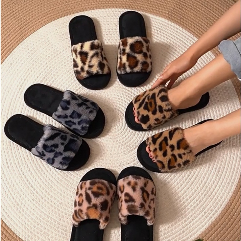 Women'S Shoes For Fall - 2025 겨울 따뜻한 푹신한 레오파드 슬리퍼