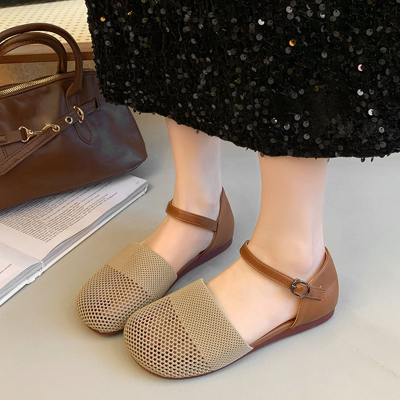 Ankle Strap Heels - 2025년 봄 여름 여성용 메쉬 샌들,