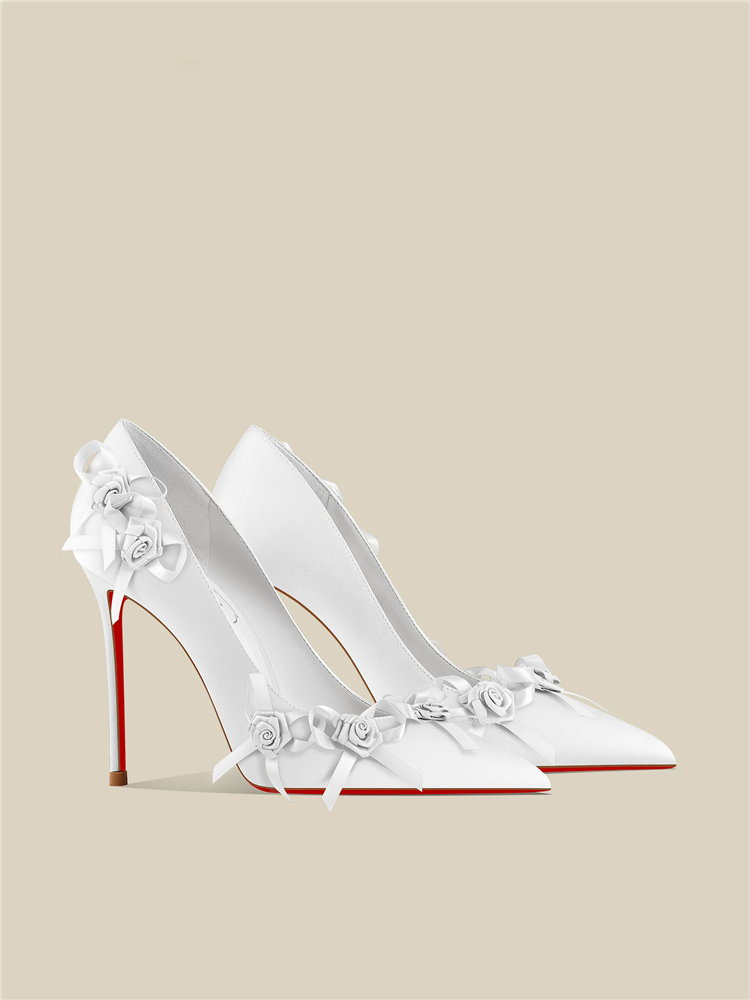 봄 신상 뾰족코 얕은 입구 화이트 새틴 꽃 장식 레드  - Women'S Shoes Red Bottoms 리뷰 및 가격