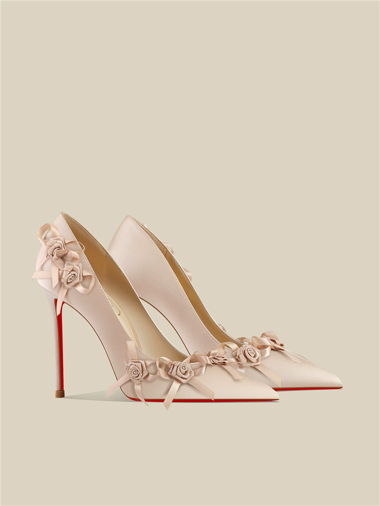 봄 신상 뾰족코 얕은 입구 화이트 새틴 꽃 장식 레드  - Women'S Shoes Red Bottoms 리뷰 및 가격