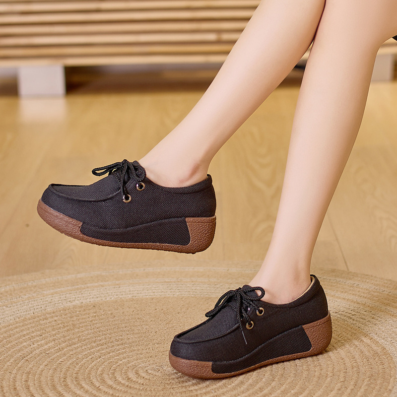 여성용 라운드 토 플랫폼 모카신 가죽 레이스업 통기성  - Women'S Shoes For Fall 리뷰 및 가격