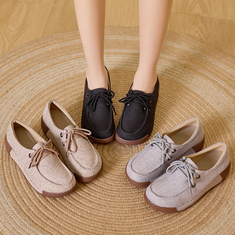 여성용 라운드 토 플랫폼 모카신 가죽 레이스업 통기성  - Women'S Shoes For Fall 리뷰 및 가격