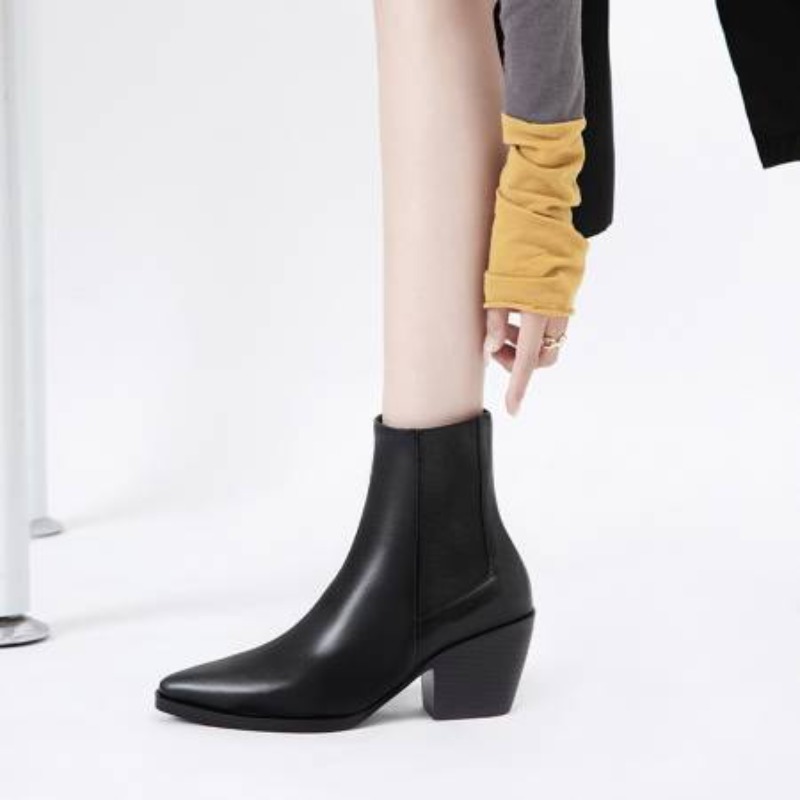 2026 패션 드레스 오피스 슈즈 여성용 화이트 블랙  - Block Heel Ankle Boots 리뷰 및 가격