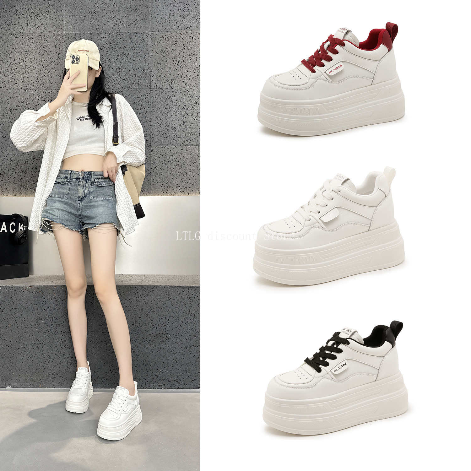 8cm 청키 스니커즈 학생 보드워크 캐주얼 슈즈 키높이 - Women Shoes Tennis 리뷰 및 가격