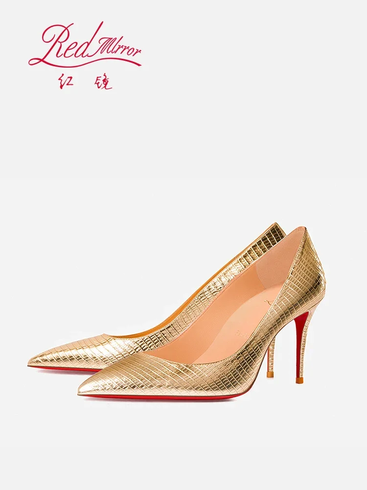 빨간 바닥 도마뱀 패턴 엠보싱 골드 포인트 얕은 입 슬 - Women'S Shoes Red Bottoms 리뷰 및 가격