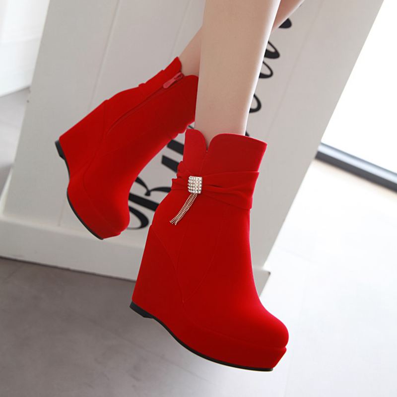 ORCHALISA 글램 레드 여성용 발목 신발 라운드  - Women'S Shoes Extended Sizes 리뷰 및 가격