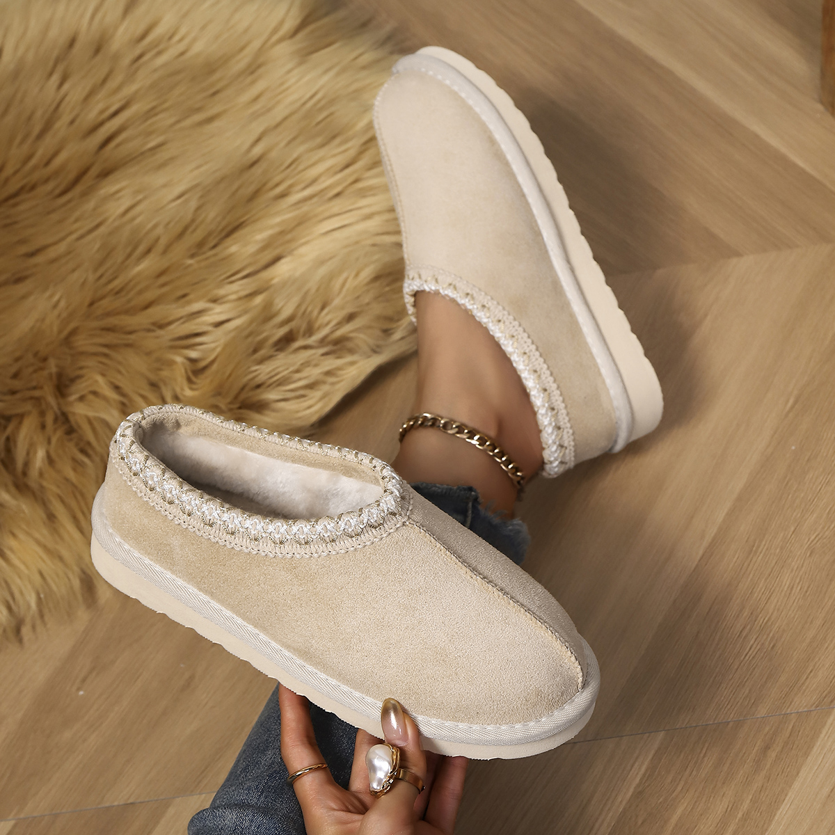 패션 따뜻한 논슬립 여성용 스웨이드 스노우 슬리퍼 퍼  - Women'S Shoes Non Slip 리뷰 및 가격