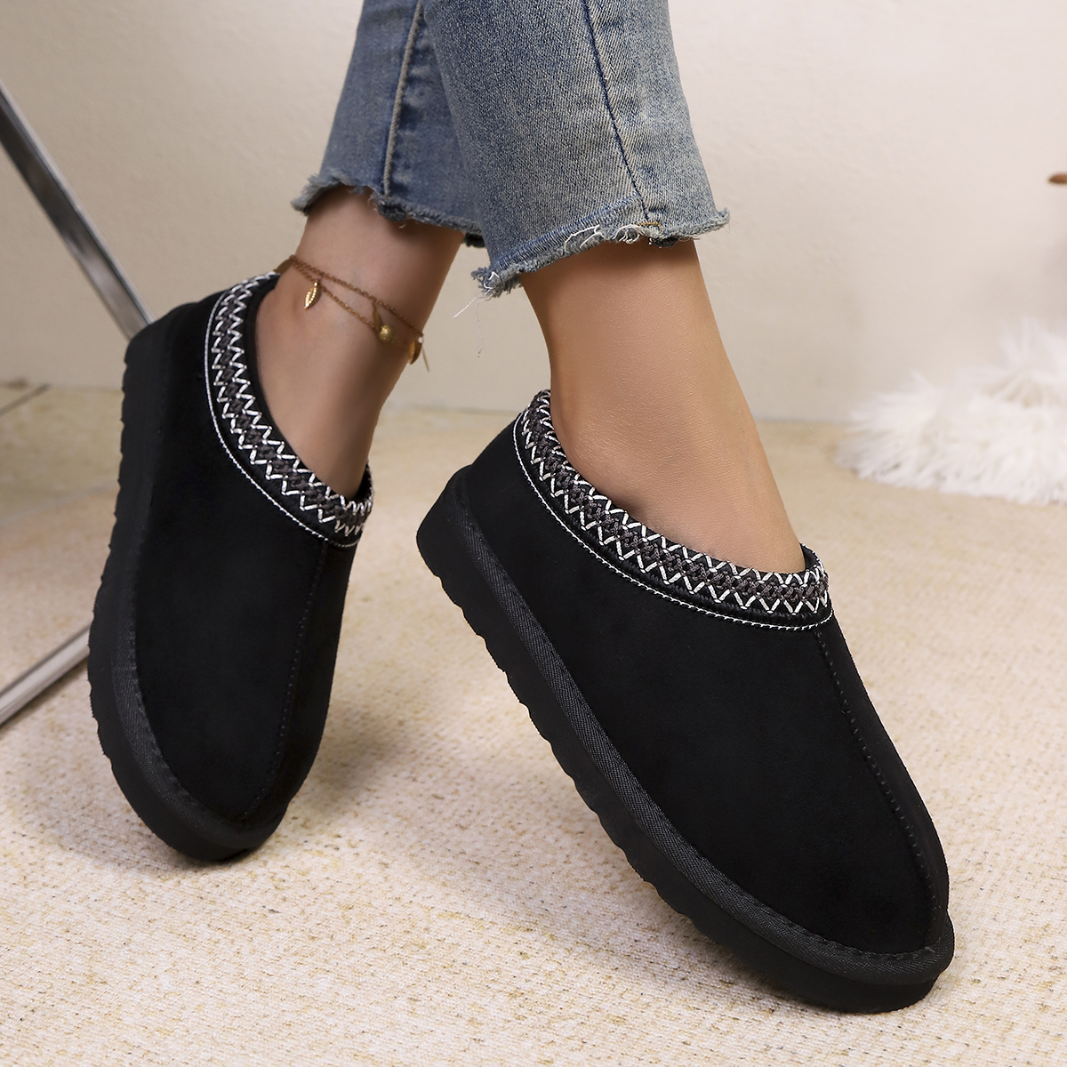 패션 따뜻한 논슬립 여성용 스웨이드 스노우 슬리퍼 퍼  - Women'S Shoes Non Slip 리뷰 및 가격