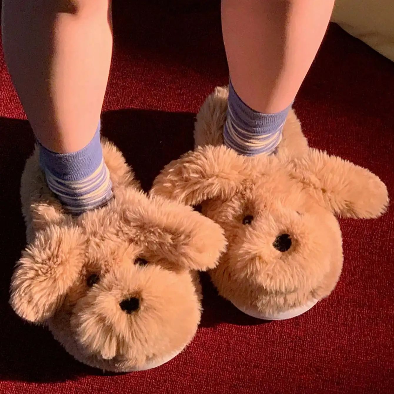 여성용 퍼 슬리퍼 캐주얼 귀여운 강아지 디자인 화이트  - Women'S Shoes For Fall 리뷰 및 가격