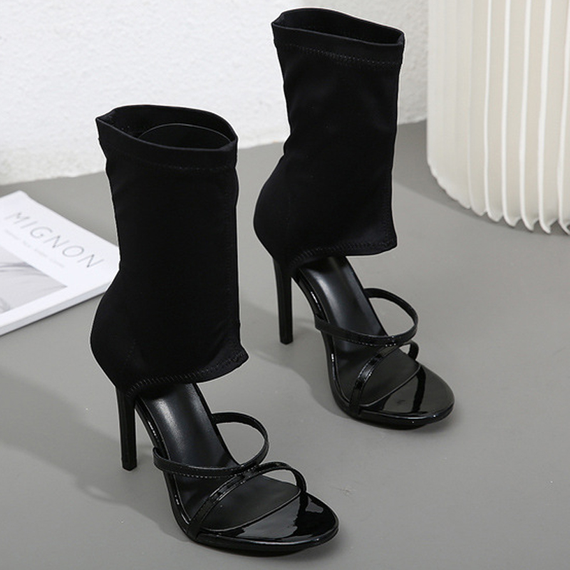여름 패션 오픈 토 슬립온 탄성 부츠 샌들 여성 섹시  - Women Shoes Boots 리뷰 및 가격