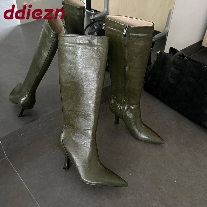패션 포인티드 토 여성 니하이 부츠 힐 슈즈 여성 지퍼 - Women'S Shoes For Fall 리뷰 및 가격