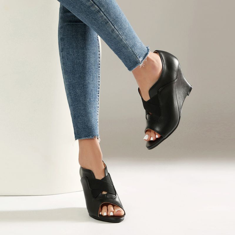 리브 캣 블랙 여성 샌들 피프토 8.5cm 웨지힐 슬립 - Women'S Shoes Extended Sizes 리뷰 및 가격