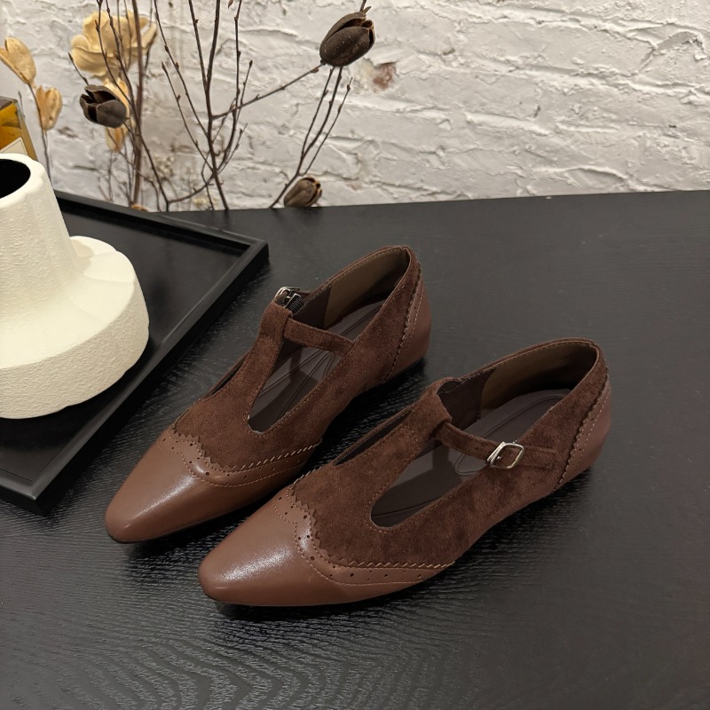 버클 스트랩 로우힐 싱글 슈즈 가을 신상 뾰족코 얕은  - Women'S Shoes Non Slip 리뷰 및 가격
