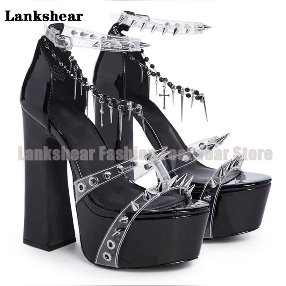 플랫폼 스터드 투명 PVC 샌들 섹시 앵클 스트랩 여성 - Clear Strap Heel 리뷰 및 가격