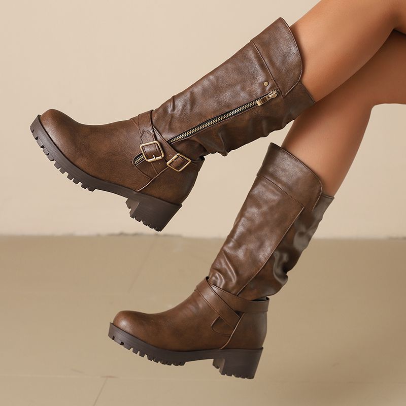 ORCHALISA 레트로 여성용 미드 카프 풋웨어 라운 - Women'S Shoes Extended Sizes 리뷰 및 가격