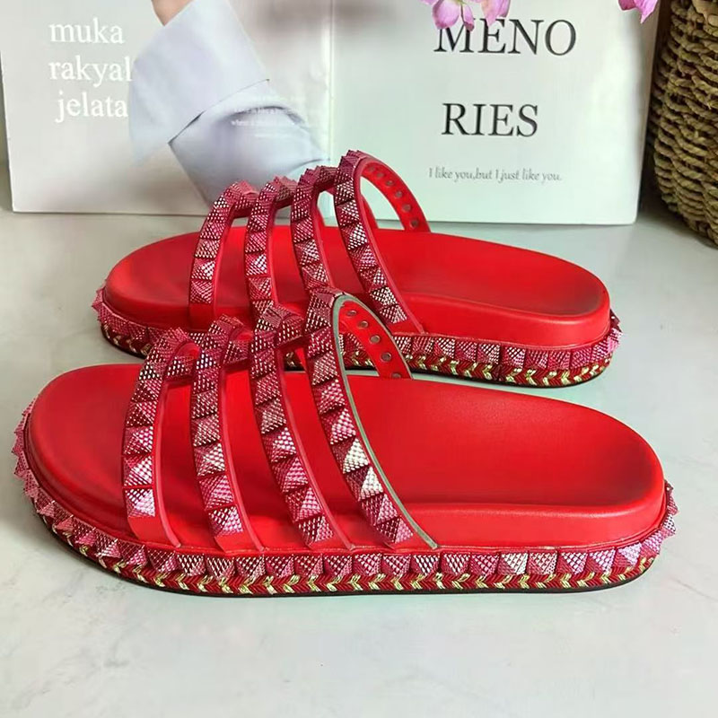 레드 리벳 스터드 검투사 샌들 여성 오픈 발가락 두꺼운 - Women'S Shoes Red Bottoms 리뷰 및 가격
