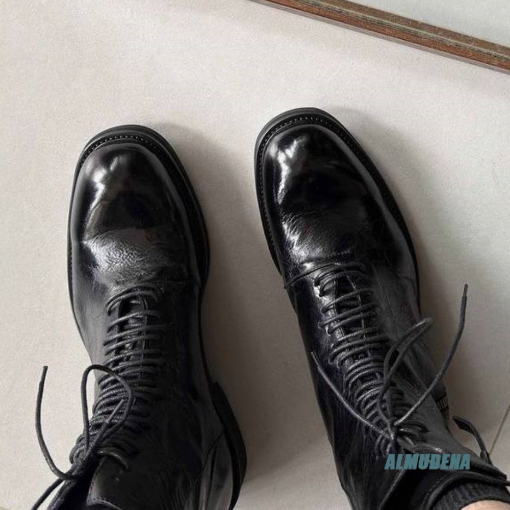 솔리드 블랙 스트릿 스타일 남성 하이탑 앵클 부츠 레이 - Block Heel Ankle Boots 리뷰 및 가격