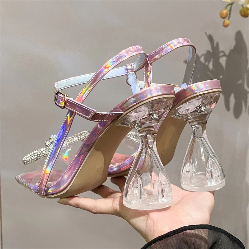 Aneikeh 패션 여성 샌들 나비 매듭 버클 스트랩  - Clear Strap Heel 리뷰 및 가격