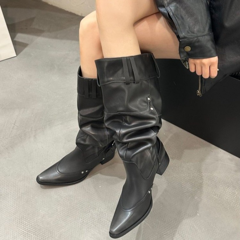 여성용 랩 싱글 부츠 봄 여름 포인티드 토 스터드 메탈 - Block Heel Ankle Boots 리뷰 및 가격