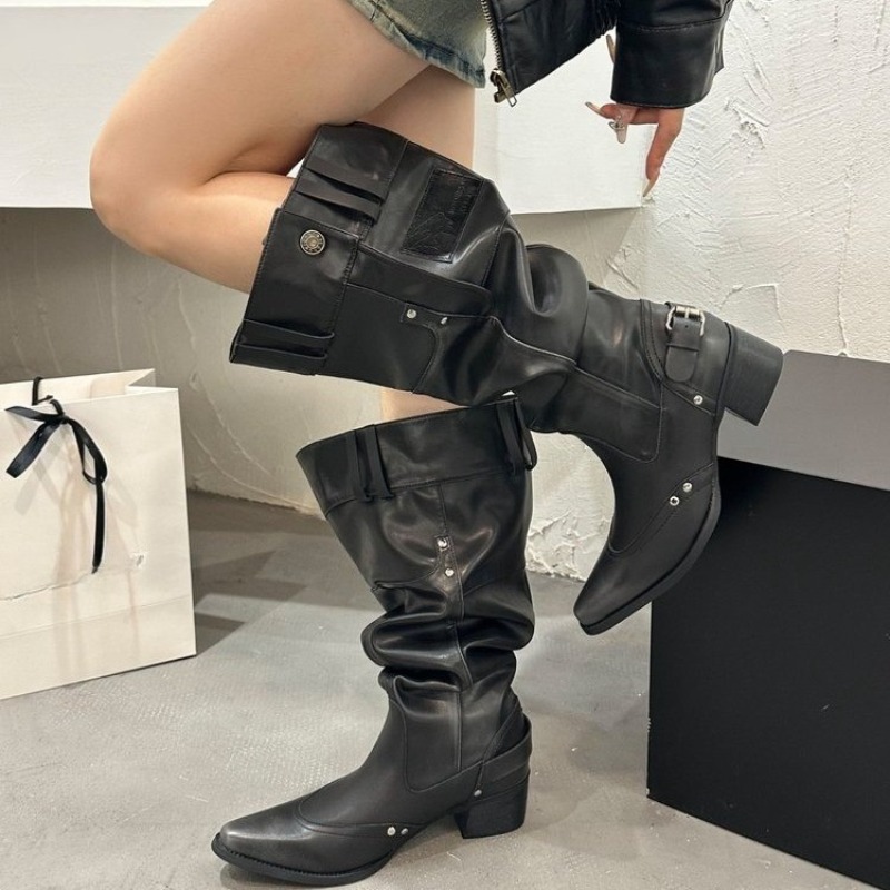 여성용 랩 싱글 부츠 봄 여름 포인티드 토 스터드 메탈 - Block Heel Ankle Boots 리뷰 및 가격