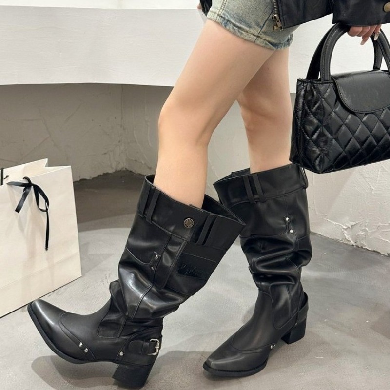 여성용 랩 싱글 부츠 봄 여름 포인티드 토 스터드 메탈 - Block Heel Ankle Boots 리뷰 및 가격