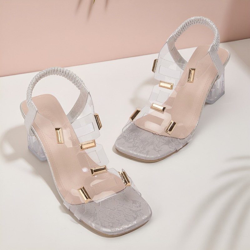 패션 플러스 사이즈 심플 엘레강스 블록 힐 샌들 여성용 - Clear Strap Heel 리뷰 및 가격