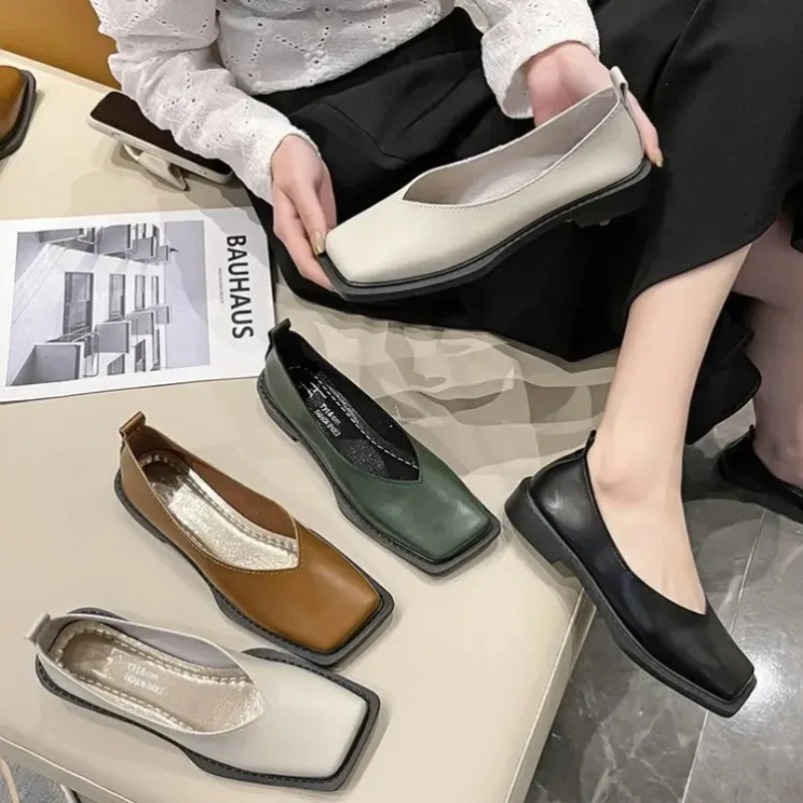 로마 여성 로우힐 펌프스 여성 신발 플랫 슈즈 스퀘어  - Women'S Shoes For Fall 리뷰 및 가격