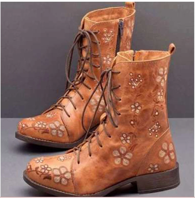 여자 발목 부츠 자수 큰 크기 꽃 부츠 2023 여성  - Women Shoes Boots 리뷰 및 가격