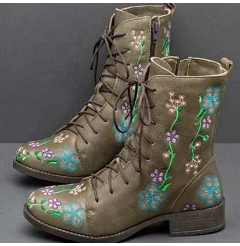 여자 발목 부츠 자수 큰 크기 꽃 부츠 2023 여성  - Women Shoes Boots 리뷰 및 가격