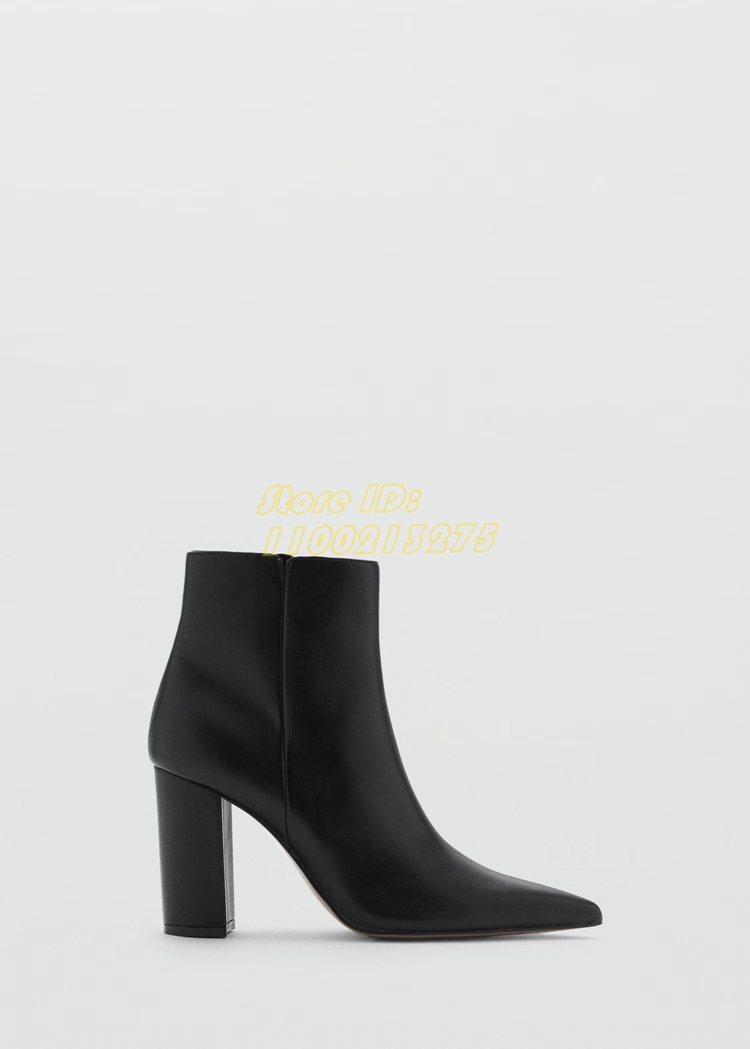 누드 가죽 블록 힐 앵클 부츠 섹시 포인티드 토 사이드 - Block Heel Ankle Boots 리뷰 및 가격