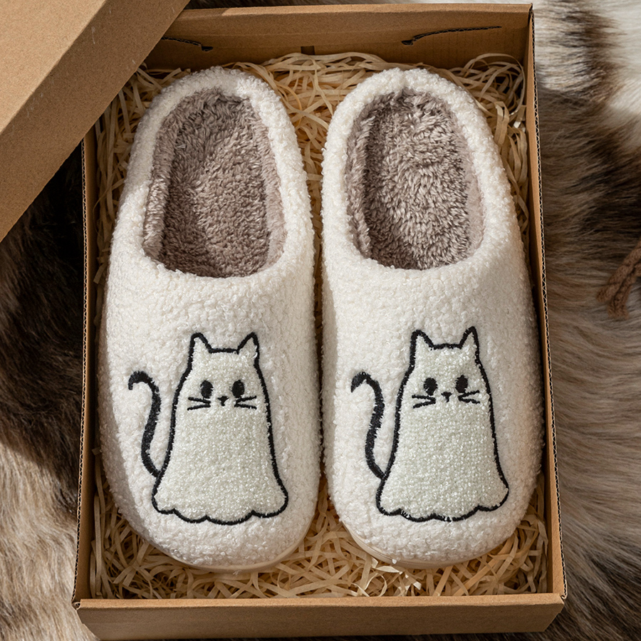패션 귀여운 라인 고양이 자수 여성용 슬리퍼 겨울 실내 - Women'S Shoes For Fall 리뷰 및 가격