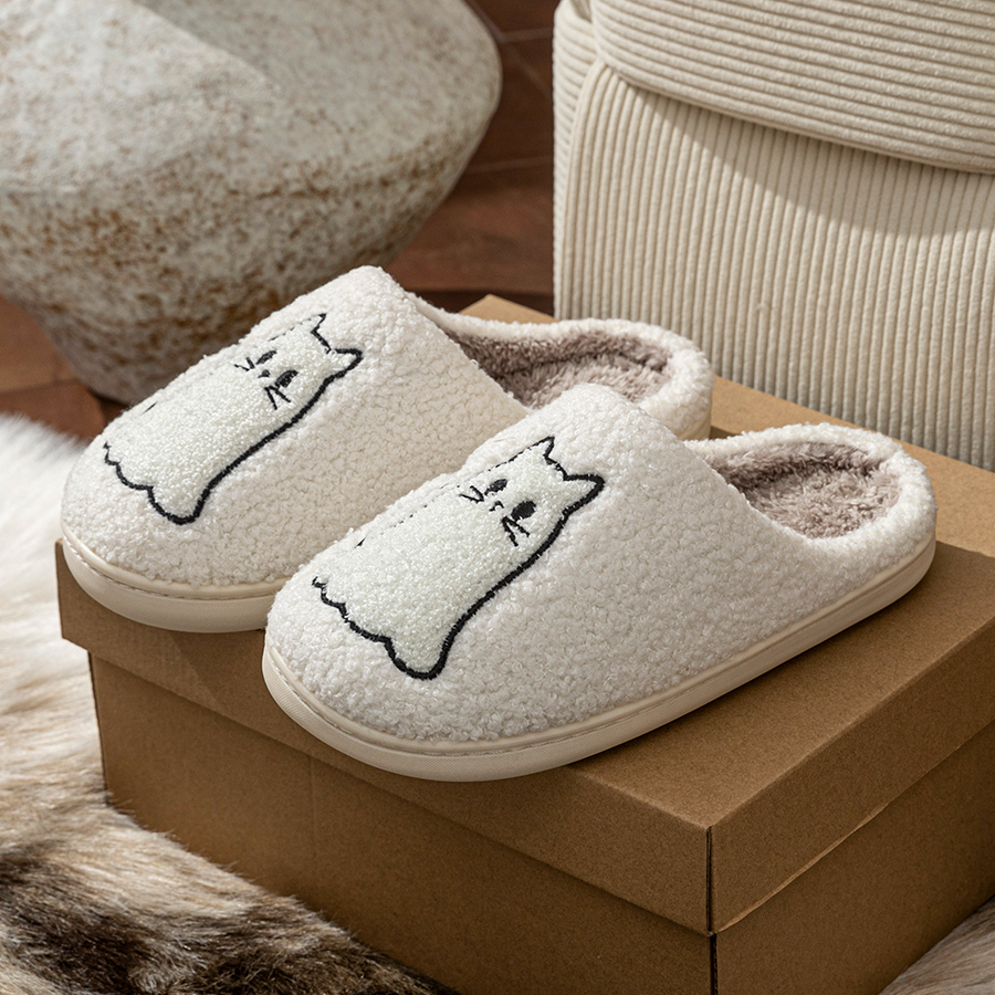 패션 귀여운 라인 고양이 자수 여성용 슬리퍼 겨울 실내 - Women'S Shoes For Fall 리뷰 및 가격
