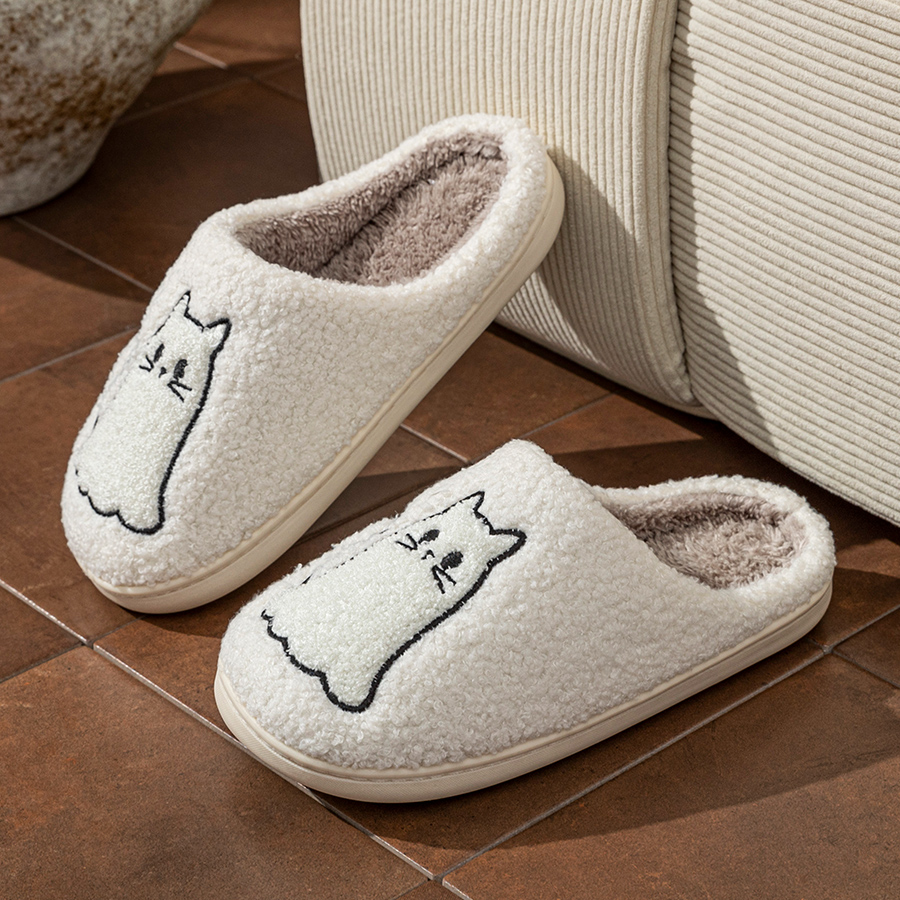 패션 귀여운 라인 고양이 자수 여성용 슬리퍼 겨울 실내 - Women'S Shoes For Fall 리뷰 및 가격