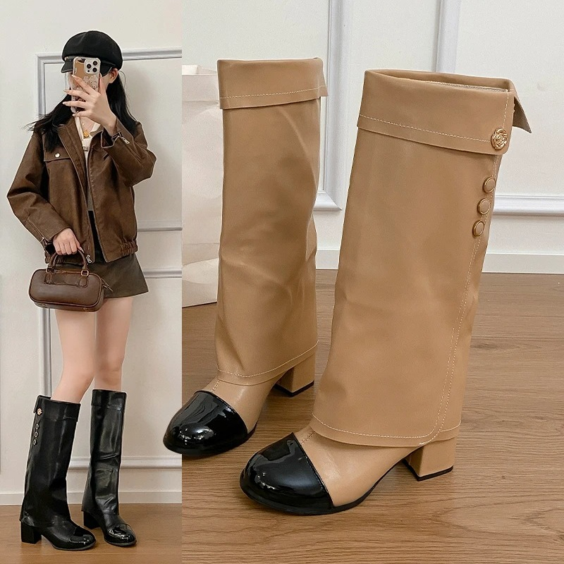 2025 가을/겨울 신상 라운드 토 메탈 버클 논슬립  - Block Heel Ankle Boots 리뷰 및 가격
