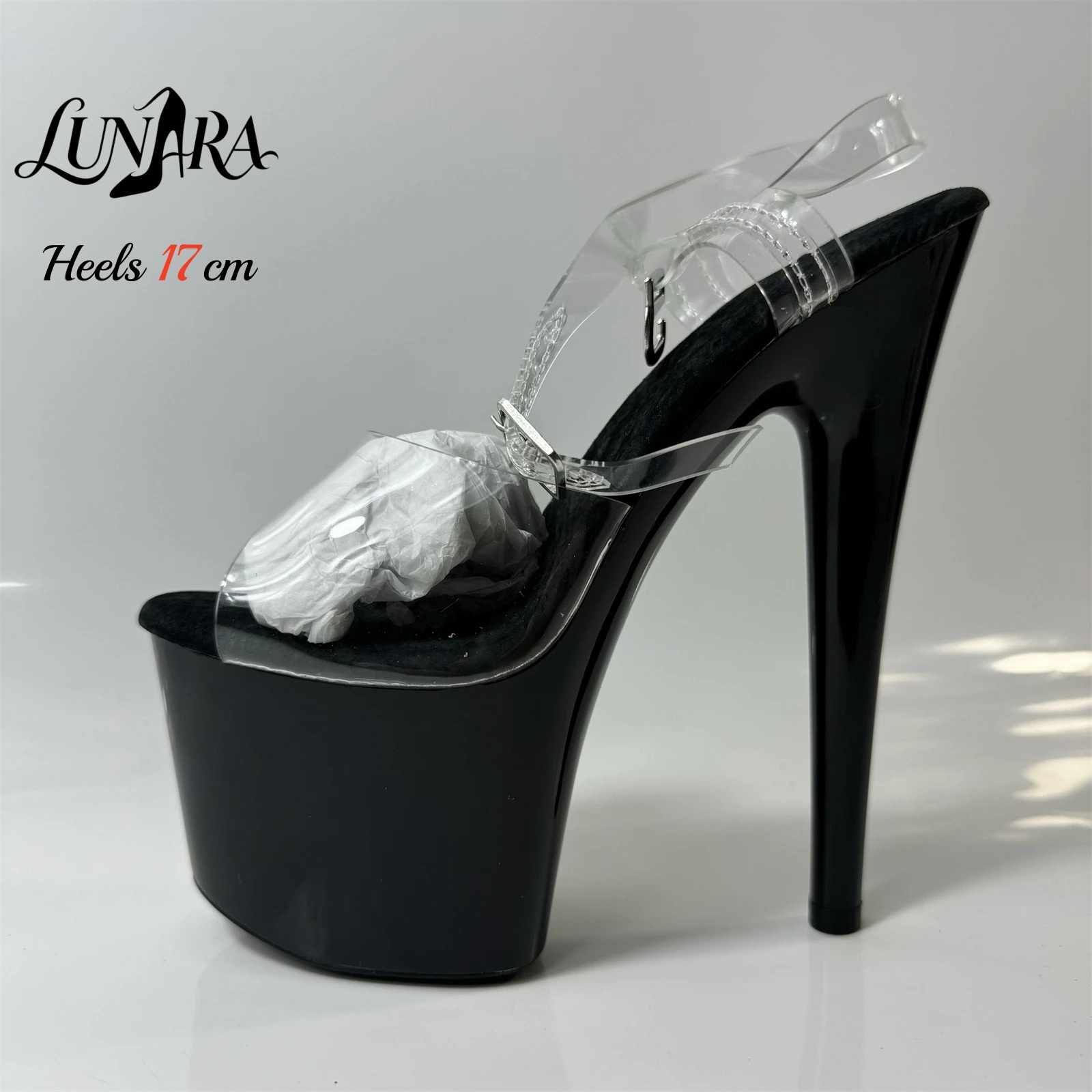 17cm/7인치 투명 힐 플랫폼 샌들 블랙 오픈토 조절 - Clear Strap Heel 리뷰 및 가격
