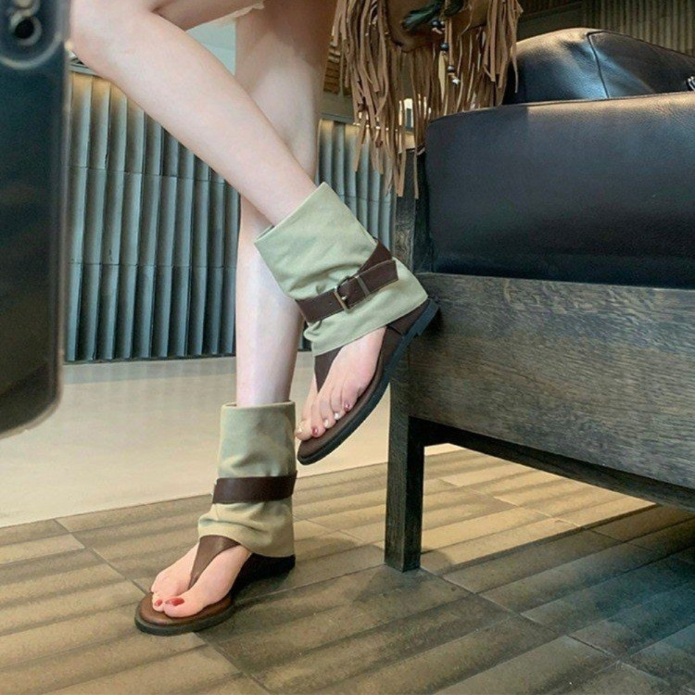 여성용 빈티지 컬러 블록 토 링 샌들, 벨트 버클이 있 - Block Heel Ankle Boots 리뷰 및 가격