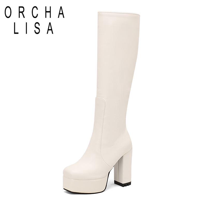 ORCHALISA 글램 여성용 니하이 풋웨어 스퀘어 토 - Women'S Shoes Extended Sizes 리뷰 및 가격