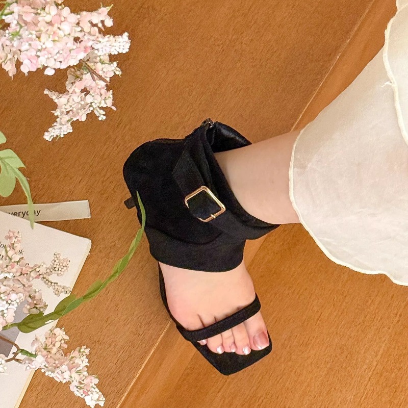 레트로 여름 신상 스퀘어토 오픈토 하이힐 콜드 부츠 여 - Women Shoes Boots 리뷰 및 가격