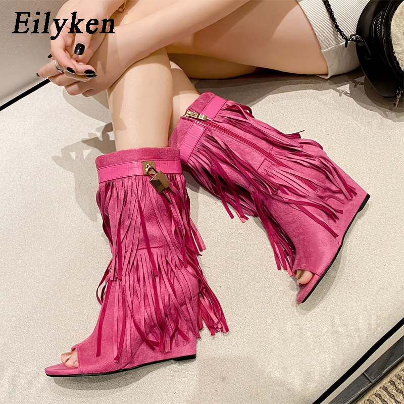 Eilyken 디자이너 프린지 웨지 부츠 샌들 여성 하 - Women Shoes Boots 리뷰 및 가격